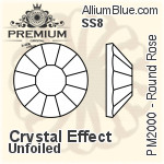 PREMIUM Round Rose Flat Back (PM2000) SS8 - Crystal Effect Unfoiled