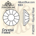 PREMIUM Round Rose Flat Back (PM2000) SS45 - Crystal Effect With Foiling