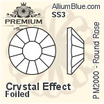 PREMIUM Round Rose Flat Back (PM2000) SS3 - Crystal Effect With Foiling