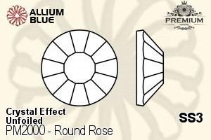 プレミアム ラウンド Rose Flat Back (PM2000) SS3 - クリスタル エフェクト 裏面にホイル無し - ウインドウを閉じる