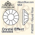 PREMIUM Round Rose Flat Back (PM2000) SS3 - Crystal Effect Unfoiled