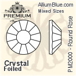 PREMIUM Round Rose Flat Back (PM2000) SS5 - Color With Foiling