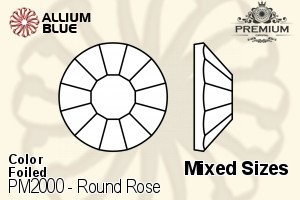 PREMIUM CRYSTAL Round Rose Flat Back Mixed Sizes Black Diamond F