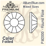 PREMIUM Round Rose Flat Back (PM2000) SS8 - Clear Crystal With Foiling