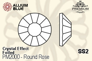 プレミアム ラウンド Rose Flat Back (PM2000) SS2 - クリスタル エフェクト 裏面フォイル - ウインドウを閉じる