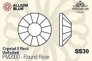 PREMIUM Round Rose Flat Back (PM2000) SS30 - Crystal Effect Unfoiled - 关闭视窗 >> 可点击图片