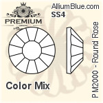 PREMIUM Round Rose Flat Back (PM2000) SS4 - Color Mix