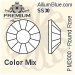 PREMIUM Round Rose Flat Back (PM2000) SS30 - Color Mix