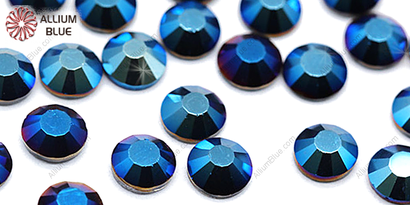 PREMIUM CRYSTAL Round Rose Flat Back SS5 Crystal Metallic Blue F