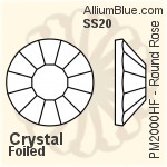 PREMIUM Round Rose Hot-Fix Flat Back (PM2000HF) SS3 - Clear Crystal With Foiling