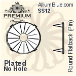 PREMIUM Round フラットバック Pin-Through 石座, (PM2001/S), ピン スルー, SS16 (4mm), メッキあり 真鍮