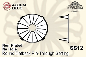 PREMIUM Round Flatback Pin-Through Setting (PM2001/S), Pin Through, SS12 (3.2mm), Unplated Brass - 關閉視窗 >> 可點擊圖片