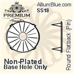 PREMIUM Round フラットバック Pin-Through 石座, (PM2001/S), ピン スルー, SS20 (4.8mm), メッキなし 真鍮