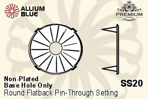 PREMIUM Round Flatback Pin-Through Setting (PM2001/S), Pin Through, SS20 (4.8mm), Unplated Brass - 关闭视窗 >> 可点击图片