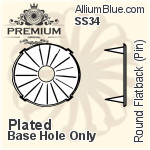 PREMIUM Round フラットバック Pin-Through 石座, (PM2001/S), ピン スルー, SS34 (7.3mm), メッキあり 真鍮