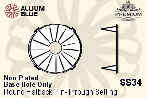 PREMIUM Round Flatback Pin-Through Setting (PM2001/S), Pin Through, SS34 (7.3mm), Unplated Brass - Haga Click en la Imagen para Cerrar
