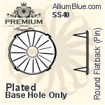PREMIUM Round フラットバック Pin-Through 石座, (PM2001/S), ピン スルー, SS34 (7.3mm), メッキなし 真鍮