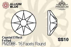 PREMIUM 16 Facets Round Flat Back (PM2088) SS10 - Crystal Effect With Foiling
