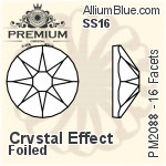 PREMIUM 16 Facets Round Flat Back (PM2088) SS16 - Crystal Effect With Foiling