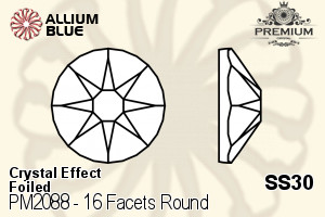PREMIUM CRYSTAL 16 Facets Round Flat Back SS30 Crystal Dorado F
