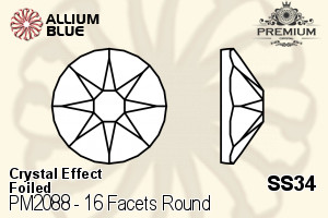 PREMIUM 16 Facets Round Flat Back (PM2088) SS34 - Crystal Effect With Foiling - Haga Click en la Imagen para Cerrar