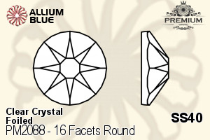 PREMIUM CRYSTAL 16 Facets Round Flat Back SS40 Crystal F