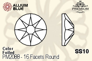 PREMIUM CRYSTAL 16 Facets Round Flat Back SS10 Black Diamond F