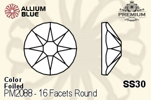 PREMIUM CRYSTAL 16 Facets Round Flat Back SS30 Jet F