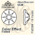 PREMIUM 16 Facets Round Flat Back (PM2088) SS20 - Clear Crystal With Foiling