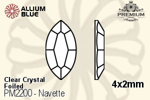 PREMIUM Navette Flat Back (PM2200) 4x2mm - Clear Crystal With Foiling - Click Image to Close