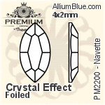PREMIUM Navette Flat Back (PM2200) 4x2mm - Clear Crystal With Foiling