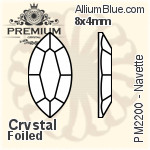 PREMIUM Navette Flat Back (PM2200) 8x4mm - Clear Crystal With Foiling