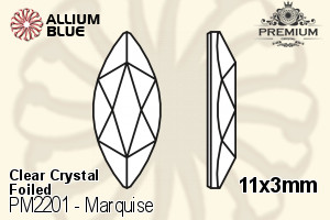 PREMIUM Marquise Flat Back (PM2201) 11x3mm - Clear Crystal With Foiling