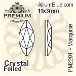 PREMIUM Marquise Flat Back (PM2201) 4x1.8mm - Crystal Effect With Foiling