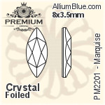 PREMIUM Marquise Flat Back (PM2201) 8x3.5mm - Color With Foiling