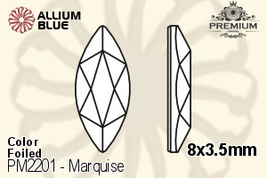 プレミアム Marquise Flat Back (PM2201) 8x3.5mm - カラー 裏面フォイル