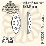 PREMIUM Marquise Flat Back (PM2201) 8x3.5mm - Crystal Effect With Foiling