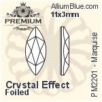 PREMIUM Marquise Flat Back (PM2201) 11x3mm - Crystal Effect With Foiling