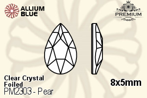 PREMIUM Pear Flat Back (PM2303) 8x5mm - Clear Crystal With Foiling
