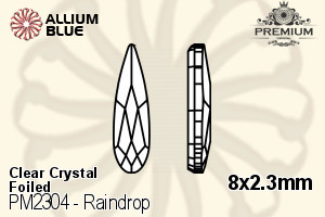 PREMIUM Raindrop Flat Back (PM2304) 8x2.3mm - Clear Crystal With Foiling