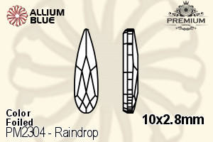 PREMIUM CRYSTAL Raindrop Flat Back 10x2.8mm Light Sapphire F