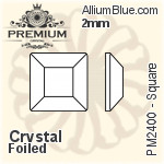 PREMIUM Square Flat Back (PM2400) 2mm - Crystal Effect With Foiling
