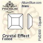 PREMIUM Square Flat Back (PM2400) 2mm - Crystal Effect With Foiling