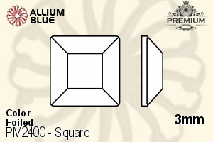 PREMIUM Square Flat Back (PM2400) 3mm - Color With Foiling