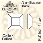 PREMIUM Square Flat Back (PM2400) 3mm - Crystal Effect With Foiling