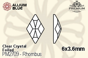 PREMIUM Rhombus Flat Back (PM2709) 6x3.6mm - Clear Crystal With Foiling - Click Image to Close