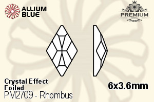 PREMIUM CRYSTAL Rhombus Flat Back 6x3.6mm Crystal Aurore Boreale F