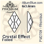 PREMIUM Rhombus Flat Back (PM2709) 6x3.6mm - Clear Crystal With Foiling