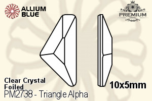 PREMIUM Triangle Alpha Flat Back (PM2738) 10x5mm - Clear Crystal With Foiling