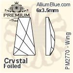 PREMIUM Wing Flat Back (PM2770) 6x3.5mm - Clear Crystal With Foiling